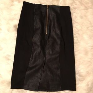Two Toned Black Pencil Skirt